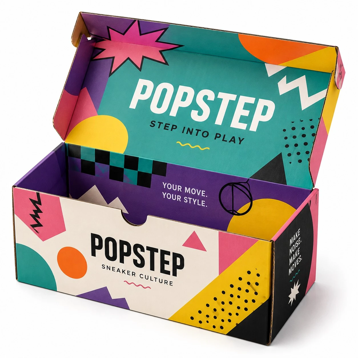 custom colorful shoe box popstep interior design