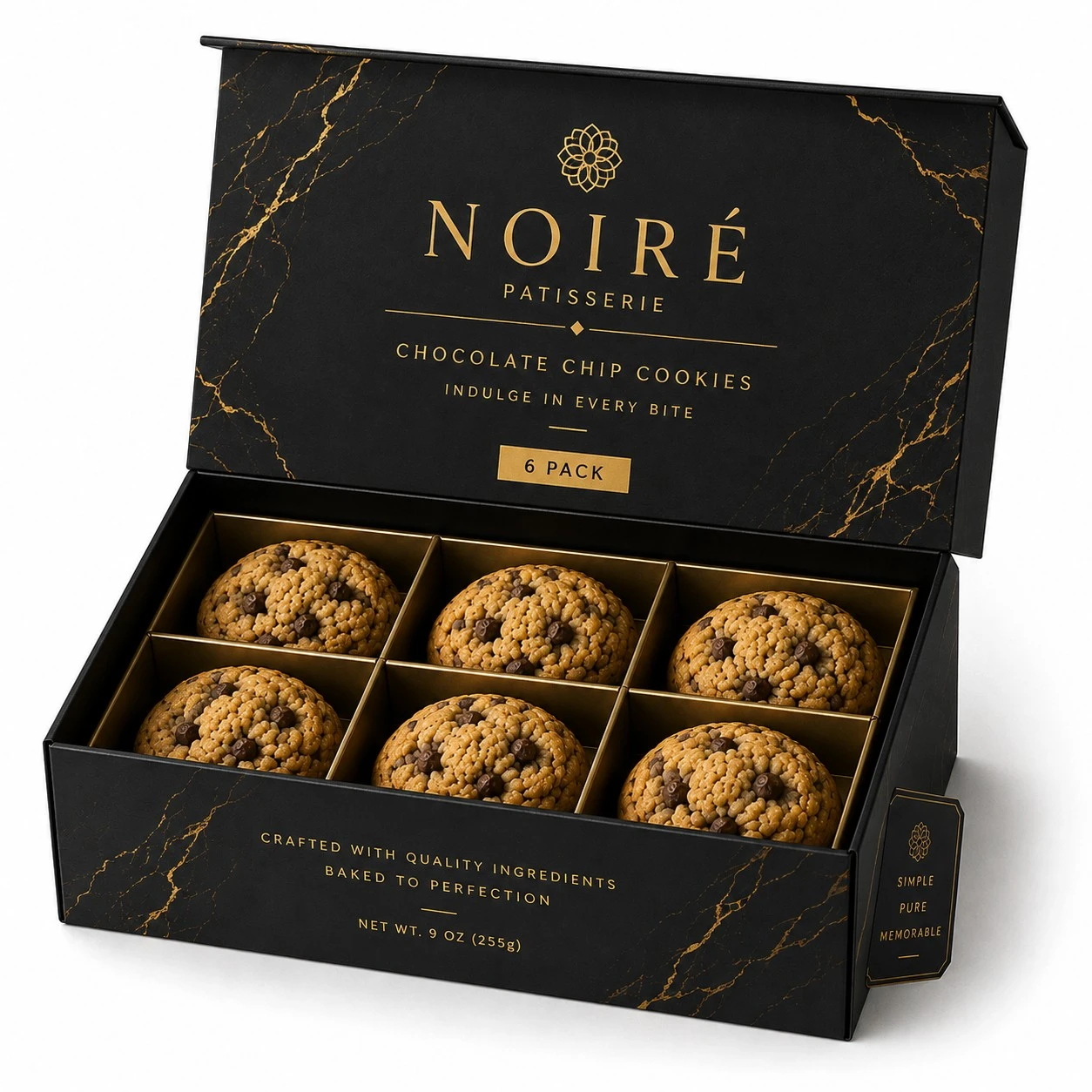 custom cookie boxes black gold open gift