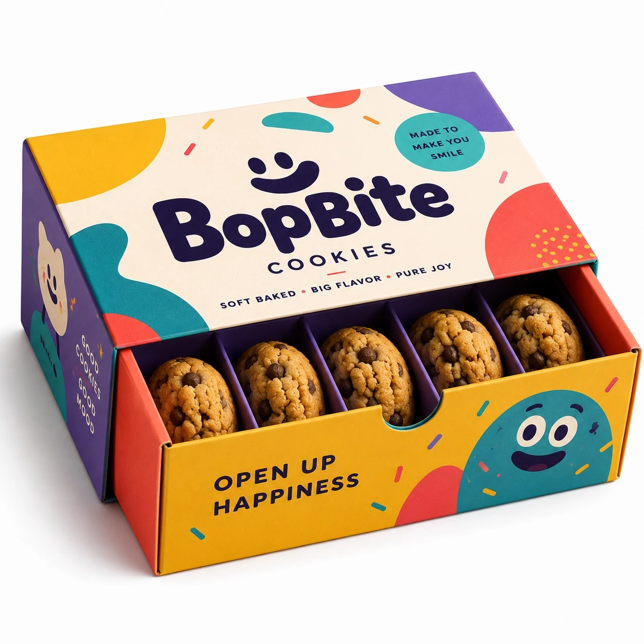 custom cookie boxes colorful drawer open