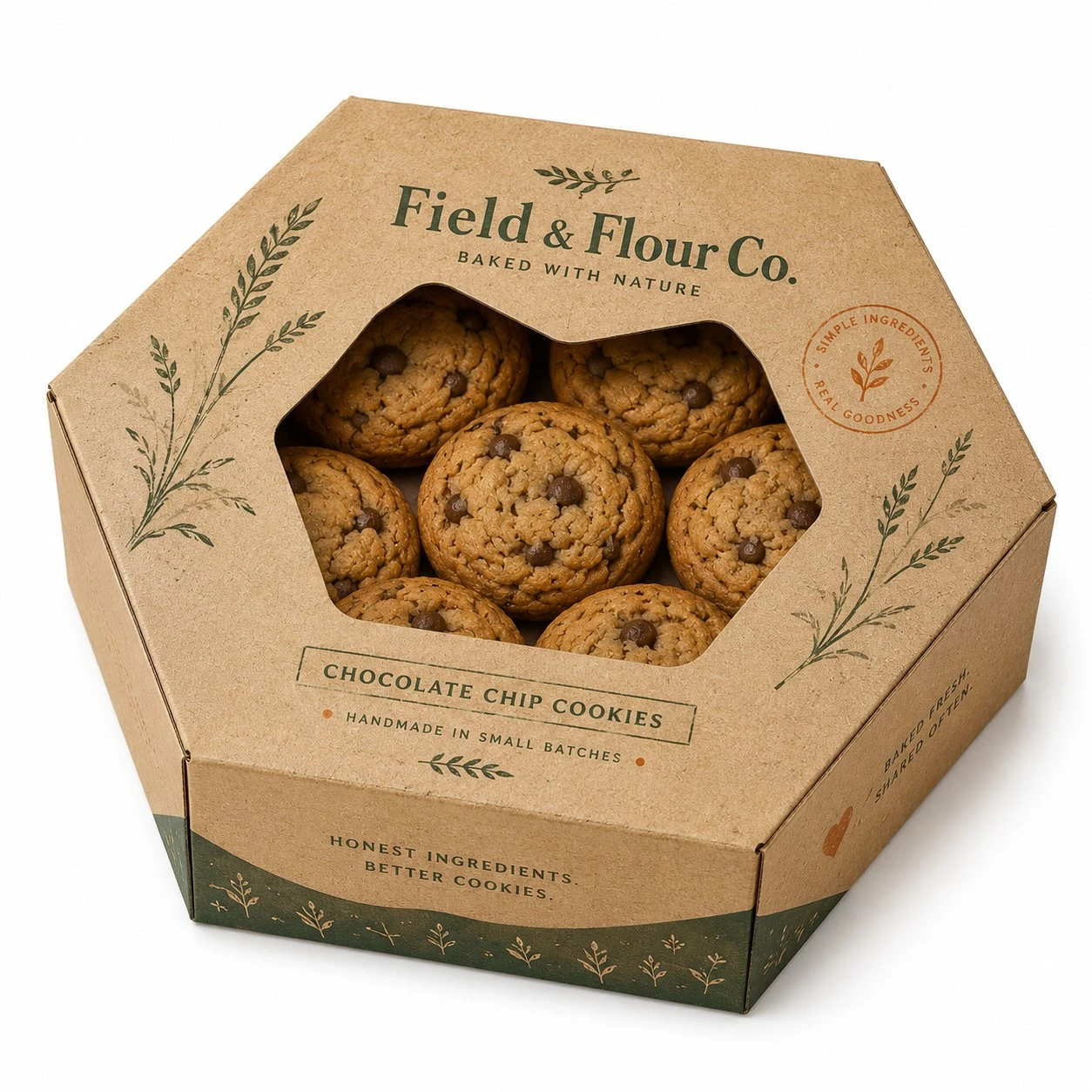 custom cookie boxes kraft hexagon window