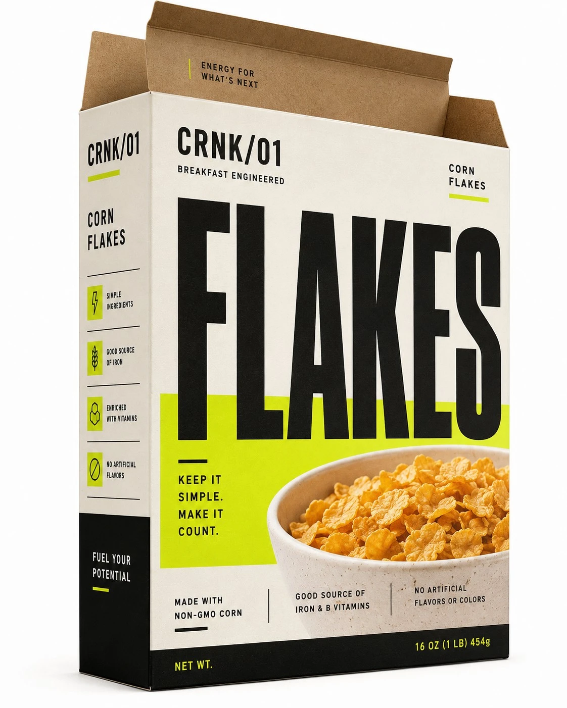 custom corn flakes boxes brutalist open carton