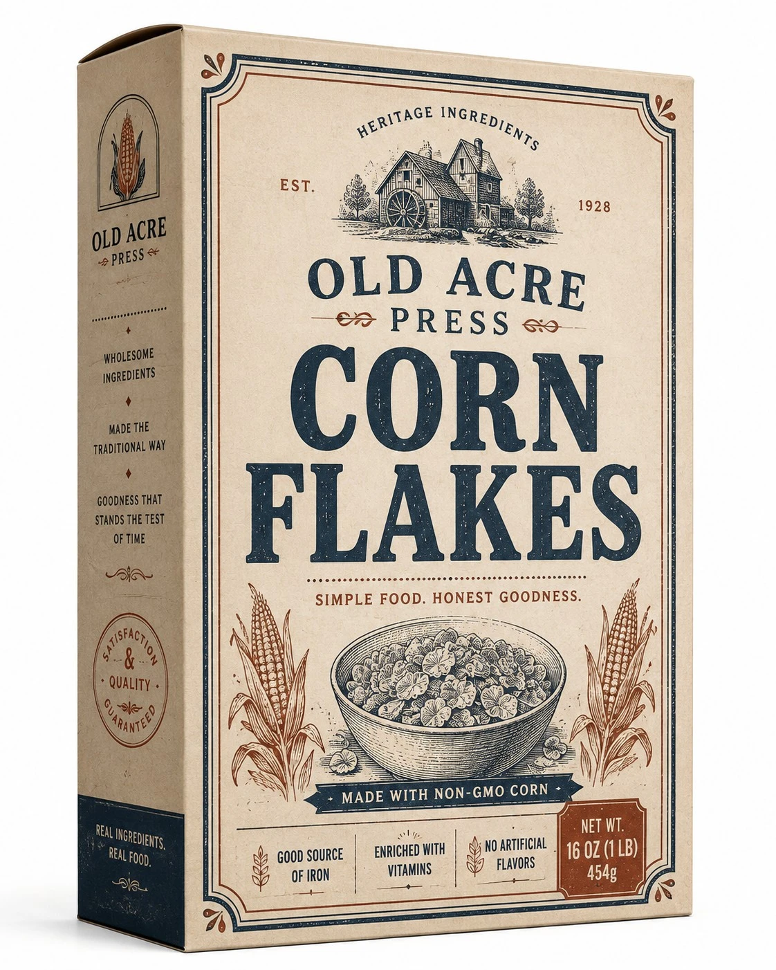 custom corn flakes boxes letterpress vintage design