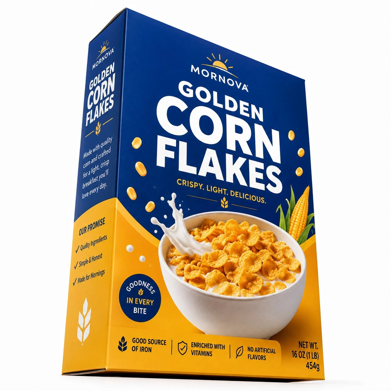custom corn flakes boxes low angle