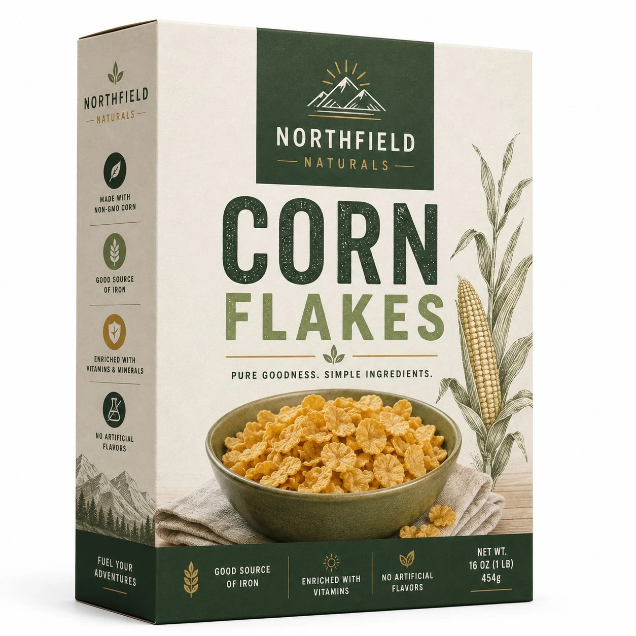 custom corn flakes boxes natural green design