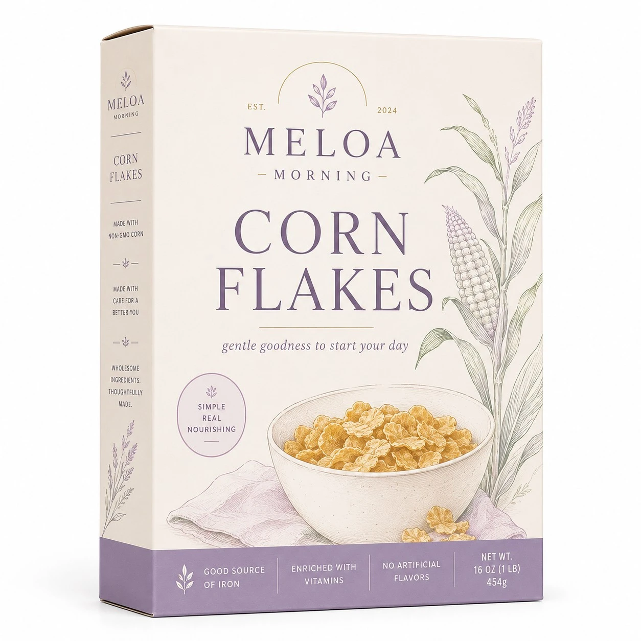 custom corn flakes boxes pastel botanical design