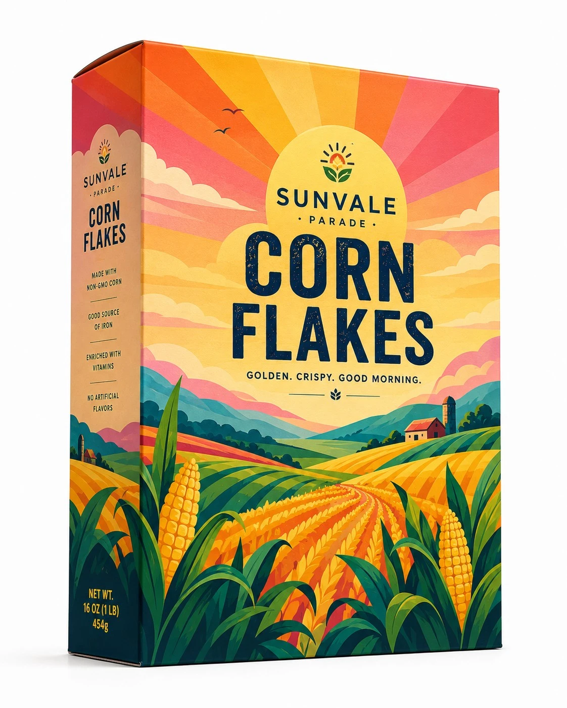 custom corn flakes boxes sunrise illustration