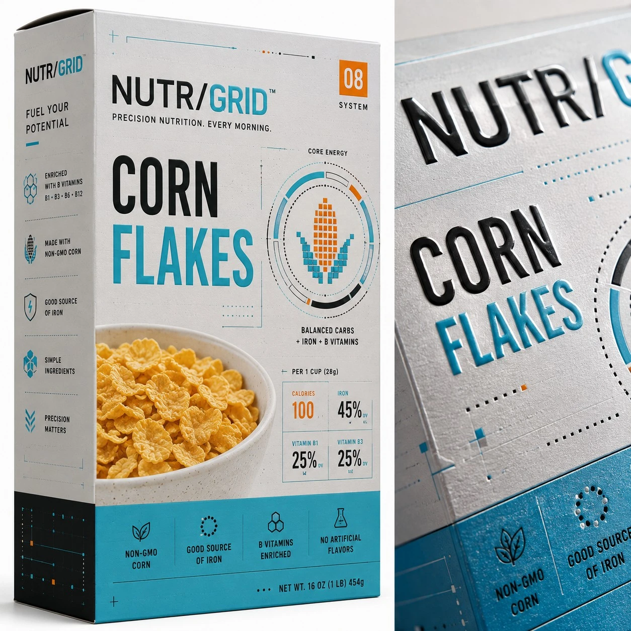 custom corn flakes boxes tech print detail