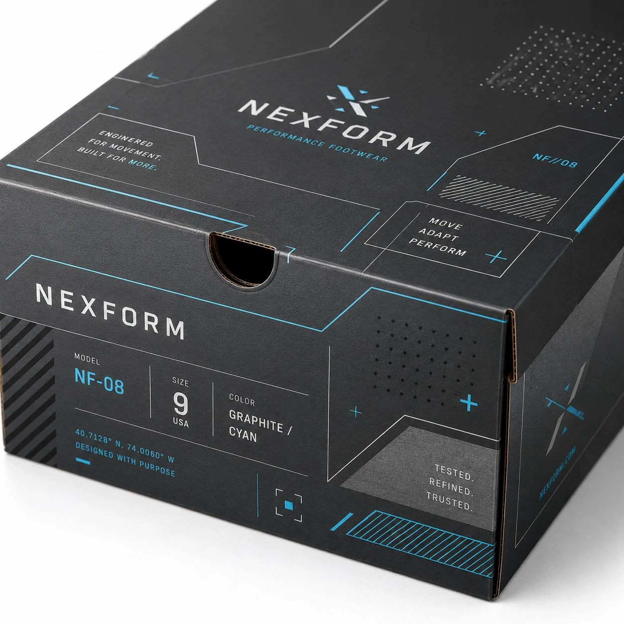 custom corrugated shoe box nexform tech design