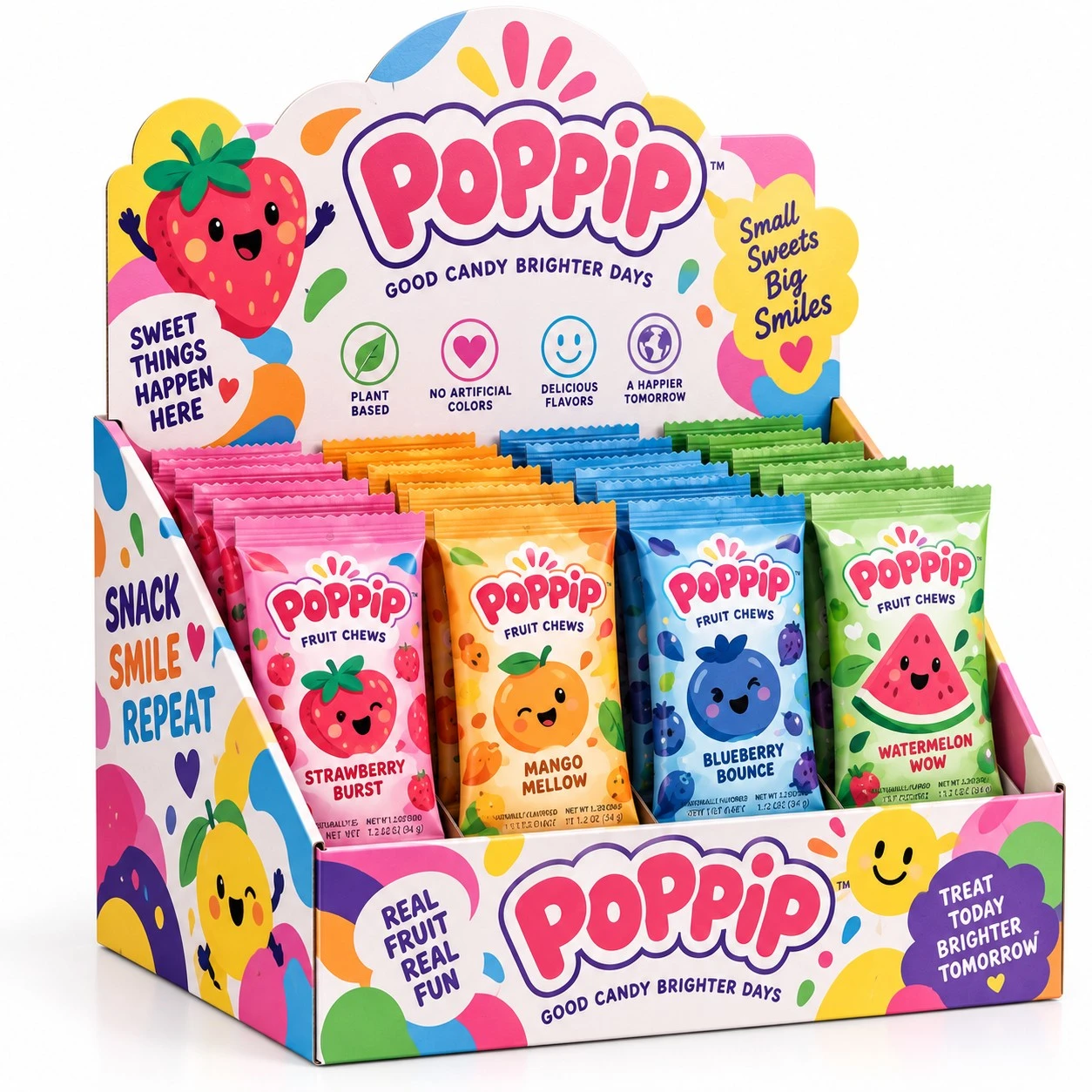 custom counter display boxes poppip fruit chews