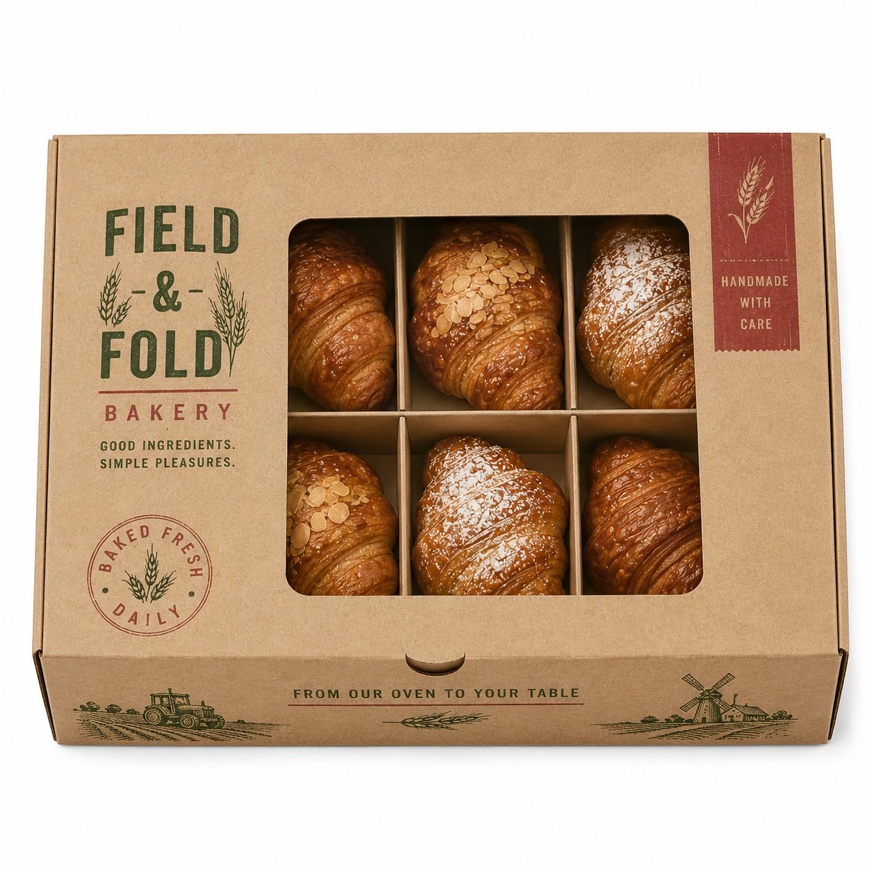 custom croissant boxes kraft window box