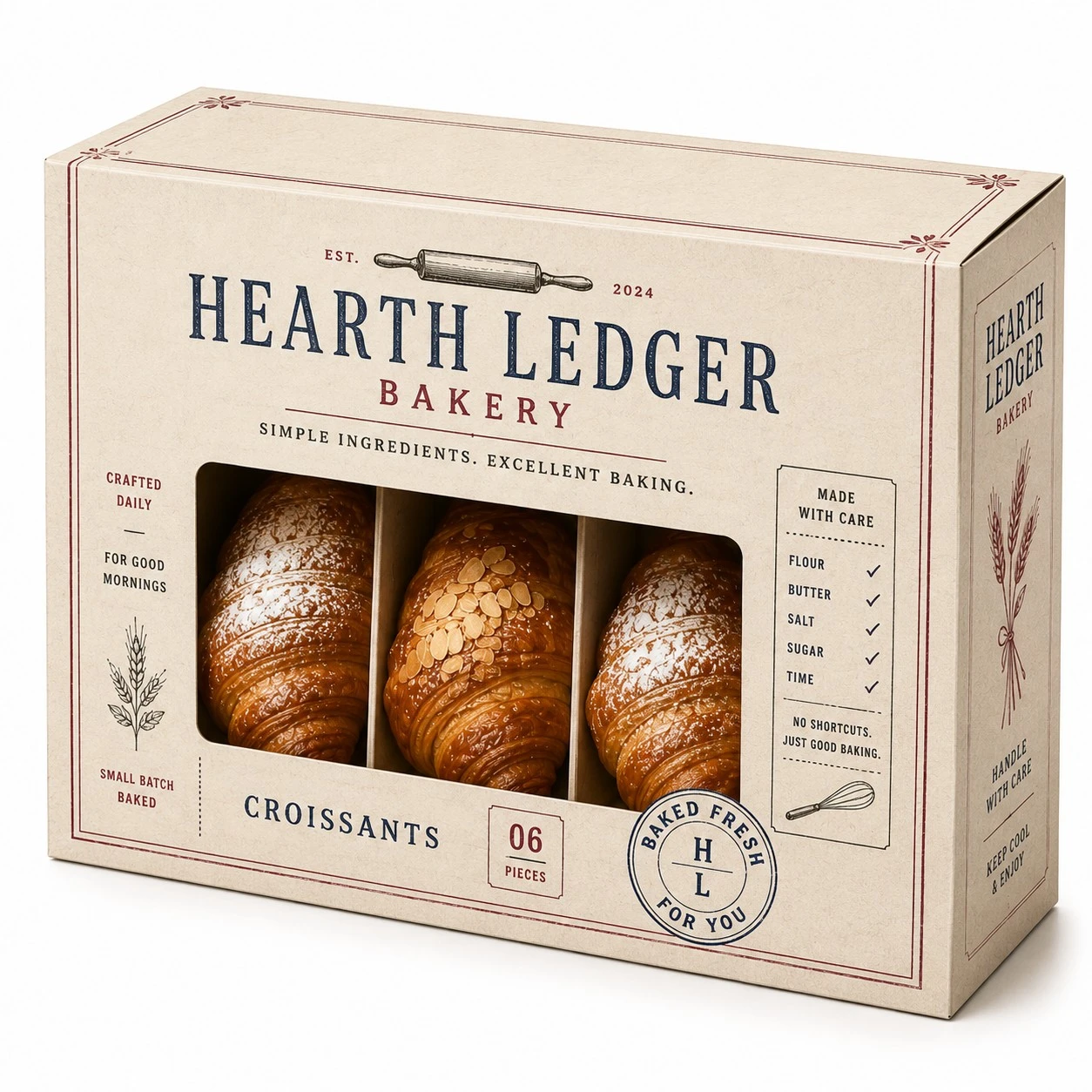 custom croissant boxes vintage window carton