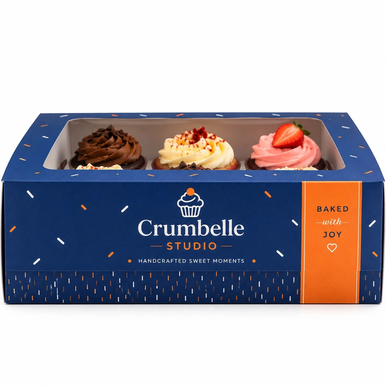custom cupcake boxes front view branded window