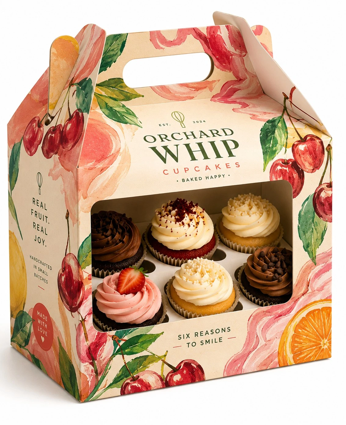 custom cupcake boxes fruit illustrated gable