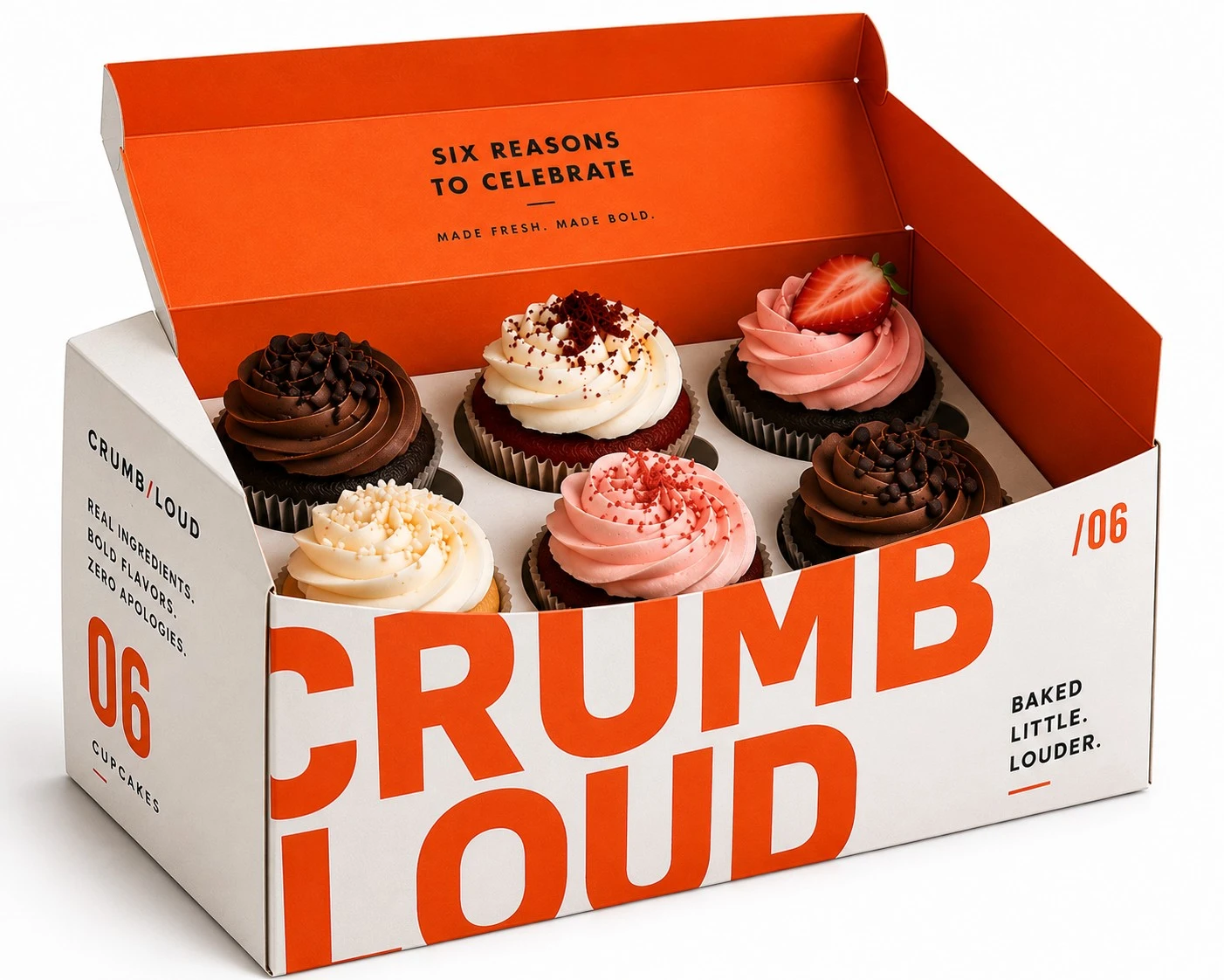 custom cupcake boxes open brutalist type