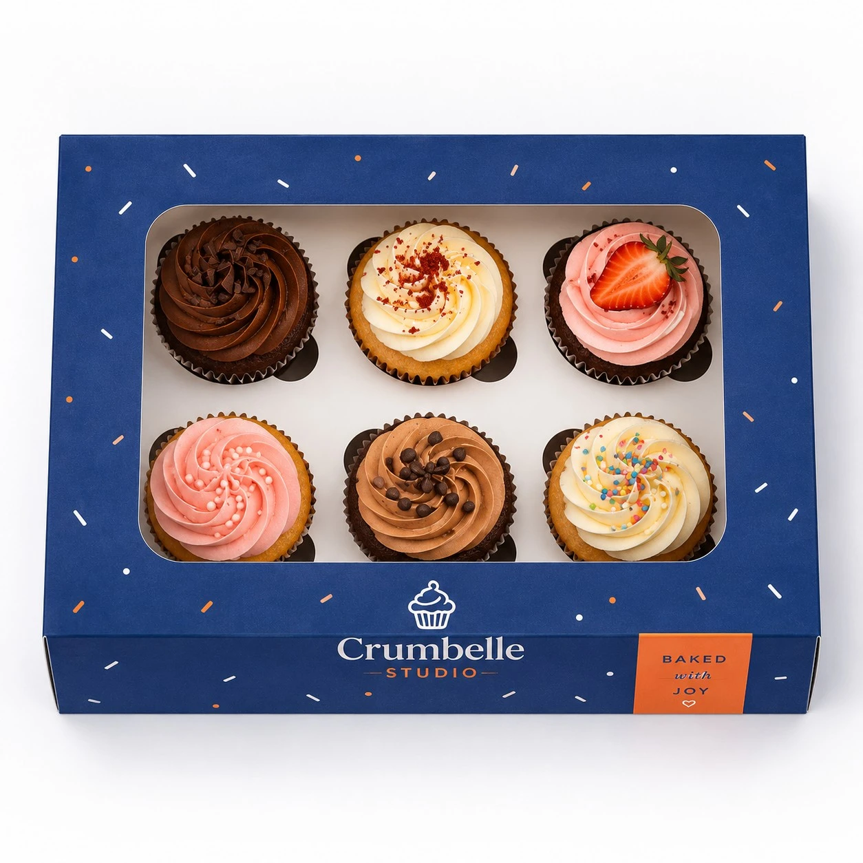 custom cupcake boxes top view six cupcakes