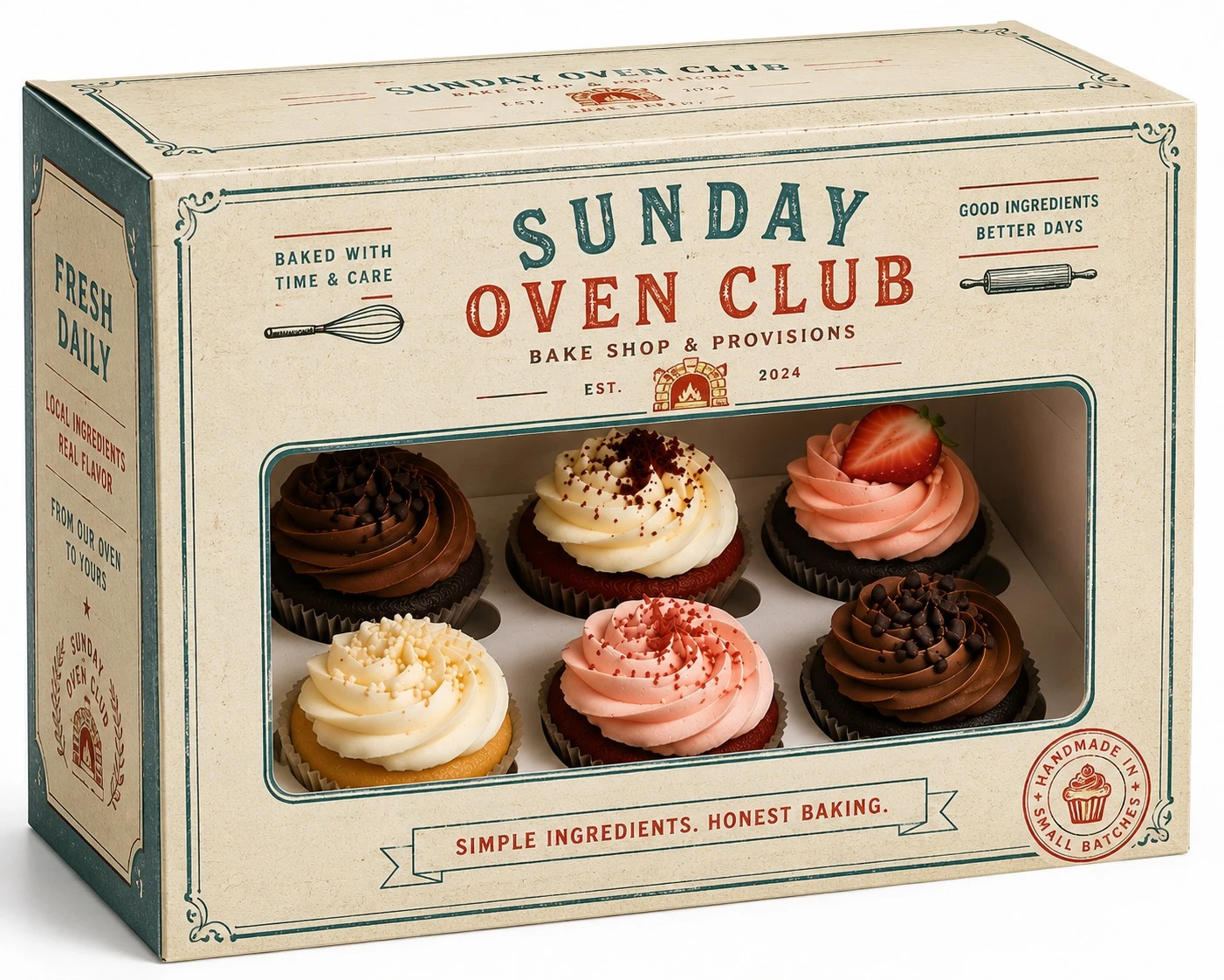 custom cupcake boxes vintage bakery window
