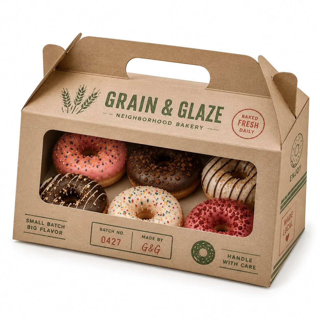 custom donut boxes kraft gable window box