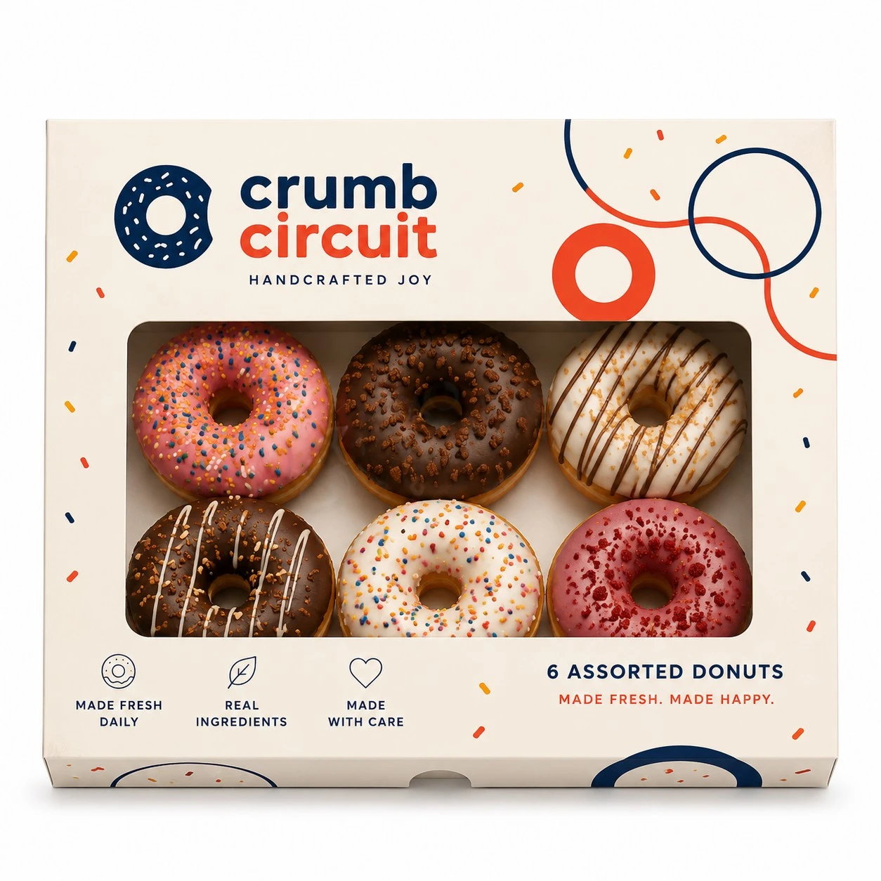 custom donut boxes straight on front view