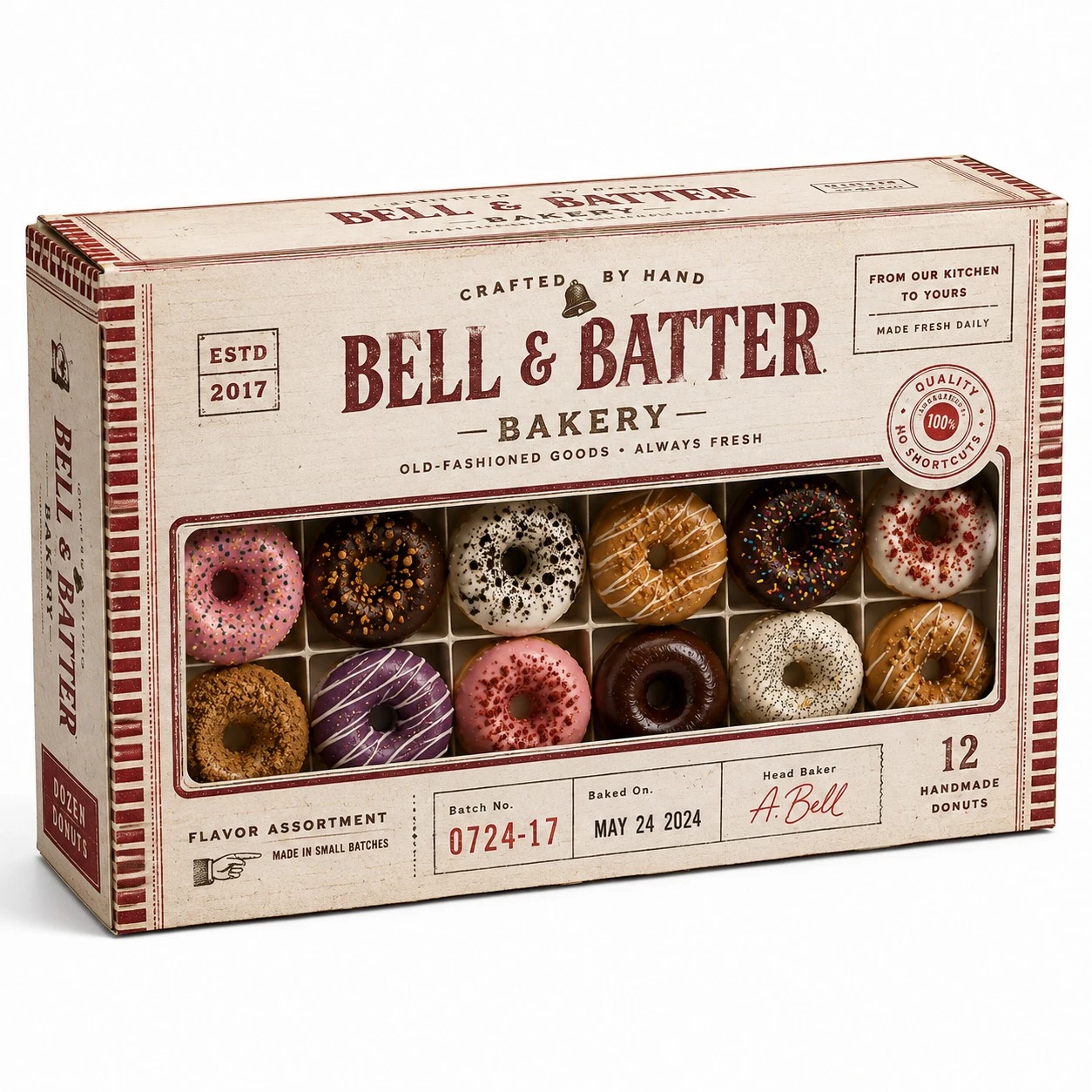 custom donut boxes vintage letterpress dozen box