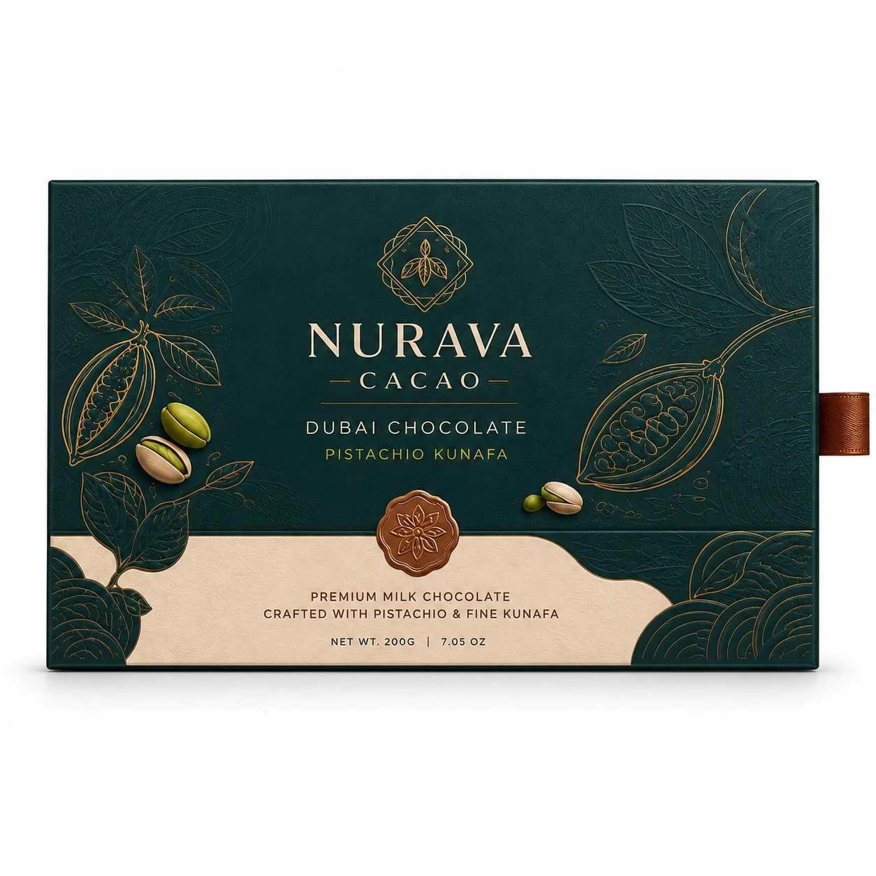 custom dubai chocolate box straight front view