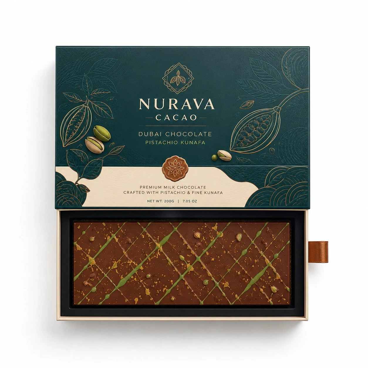 custom dubai chocolate box top down open drawer