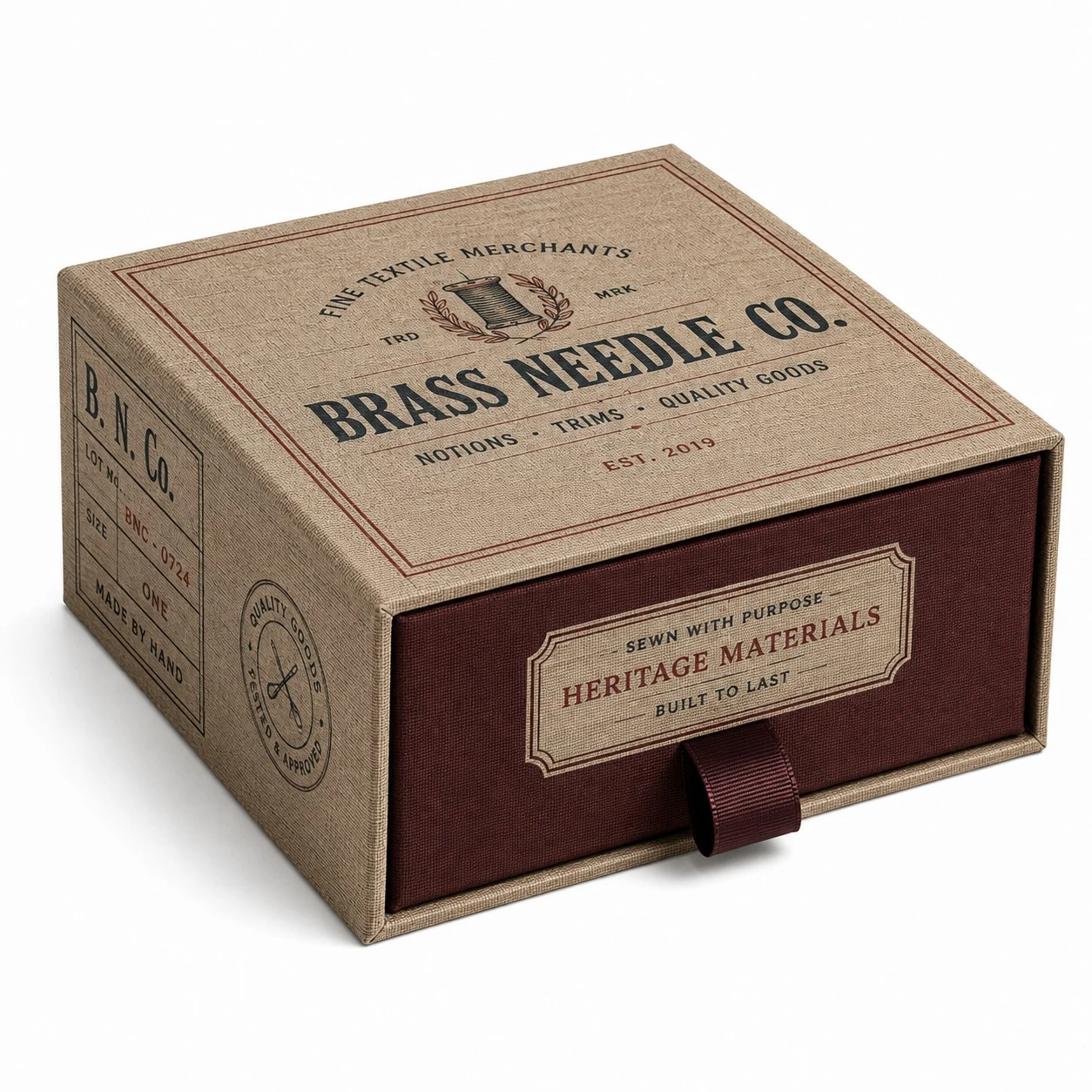 custom fabric drawer box brass needle