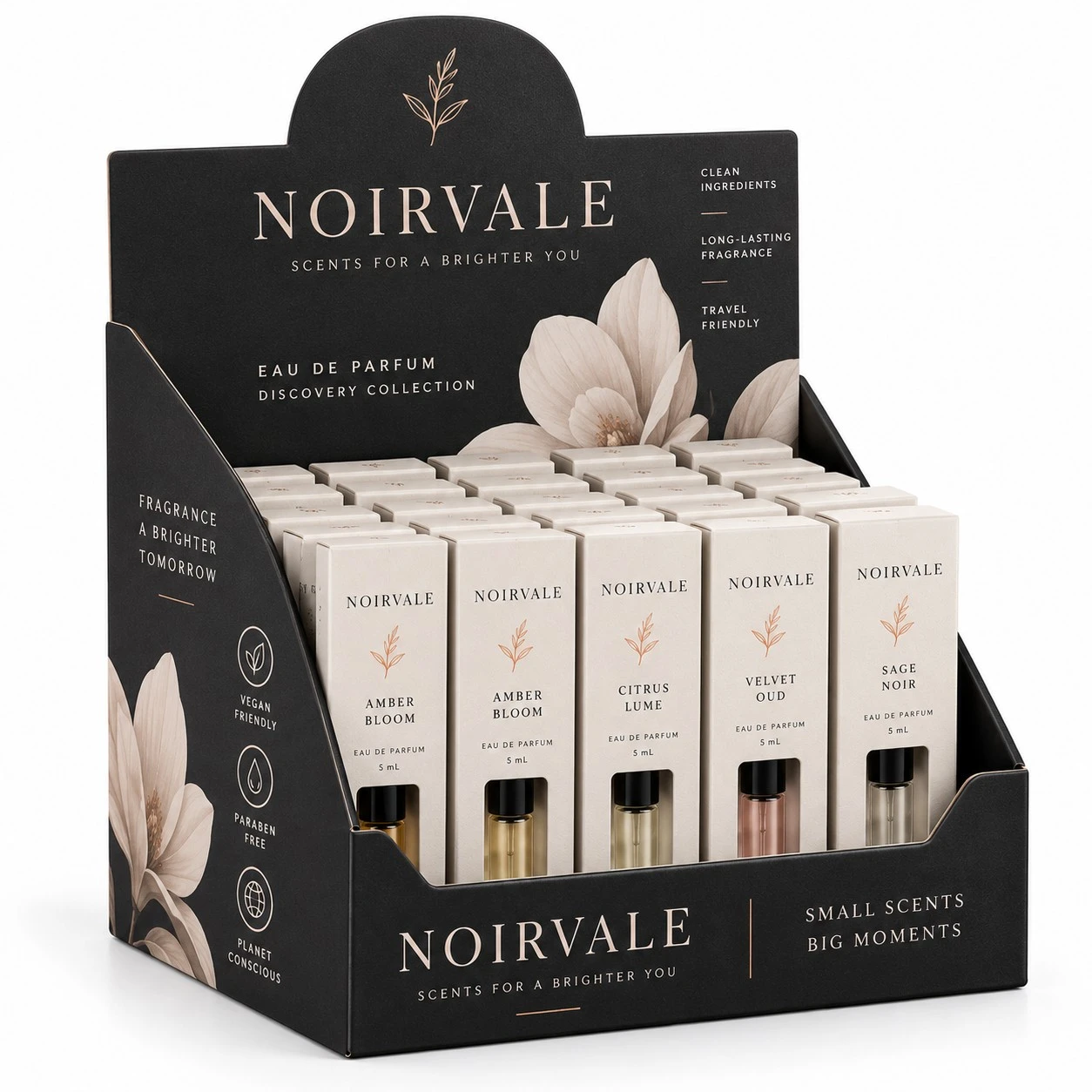 custom flat tuck display boxes luxury perfume discovery