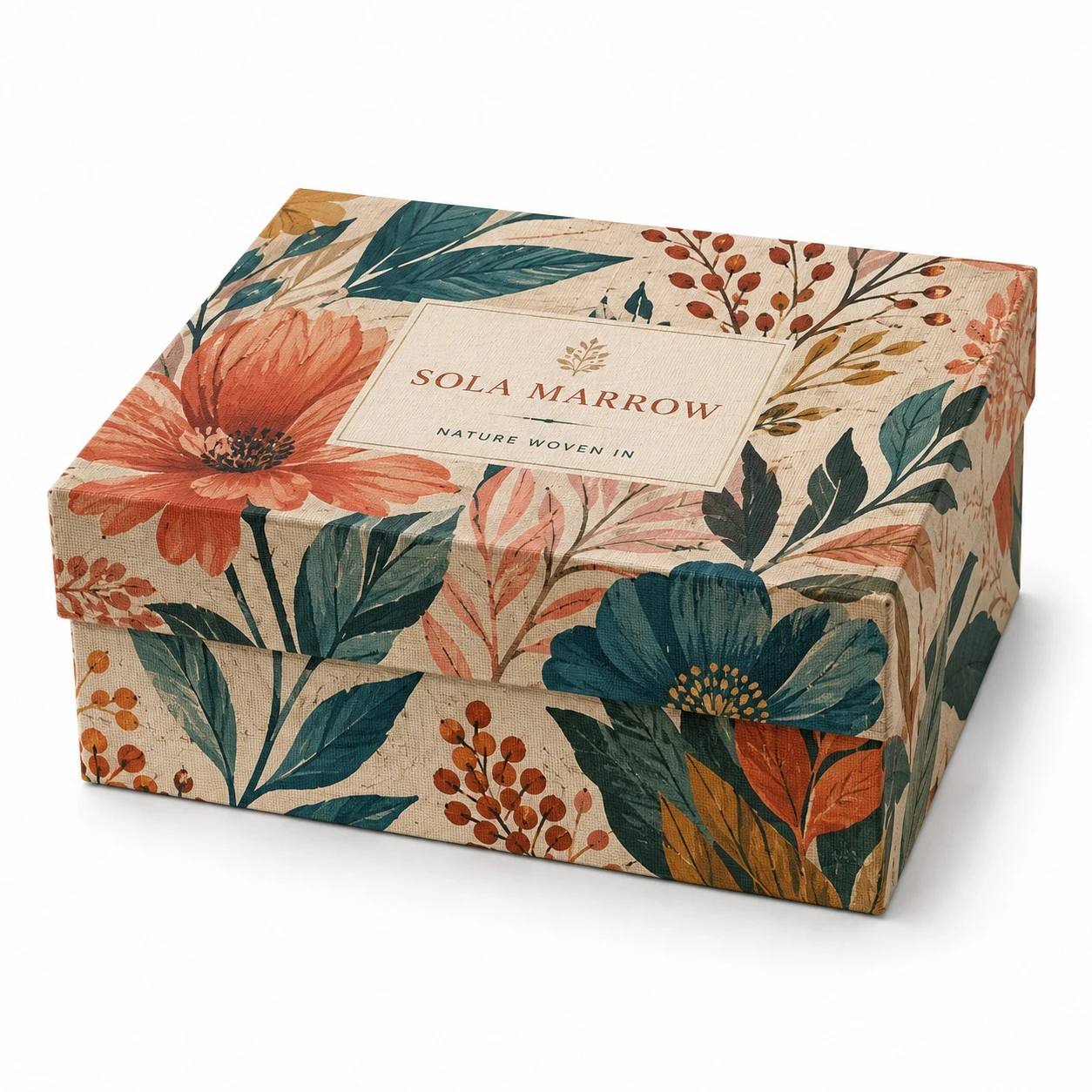 custom floral fabric covered box sola marrow