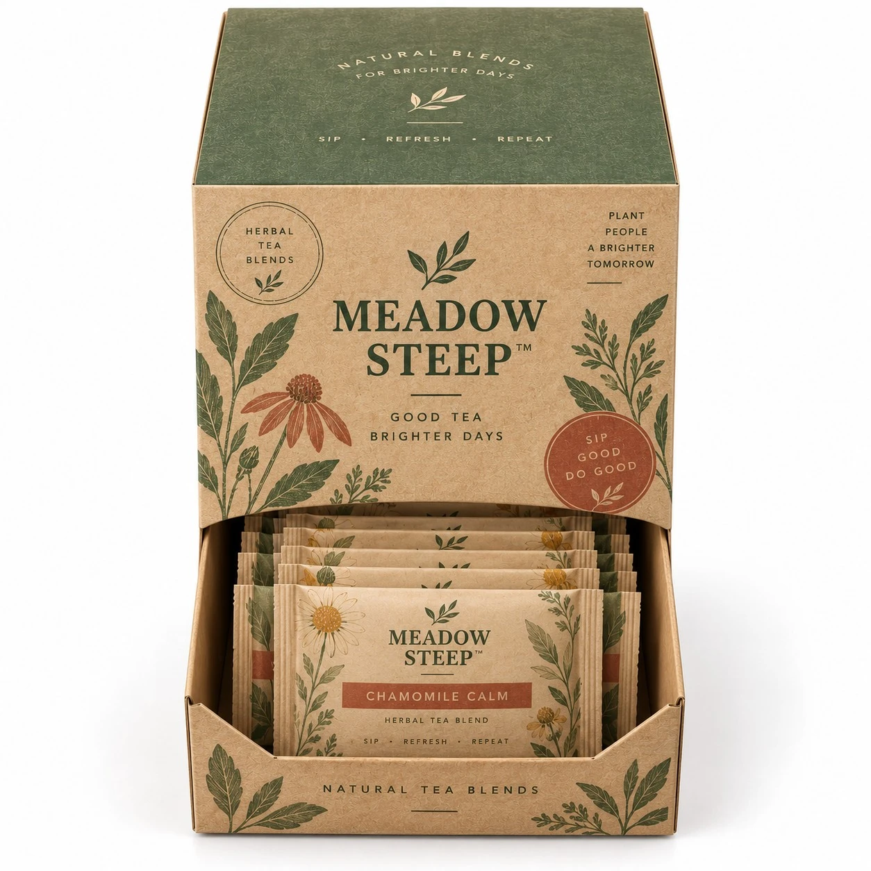 custom gravity dispenser boxes meadow steep kraft tea