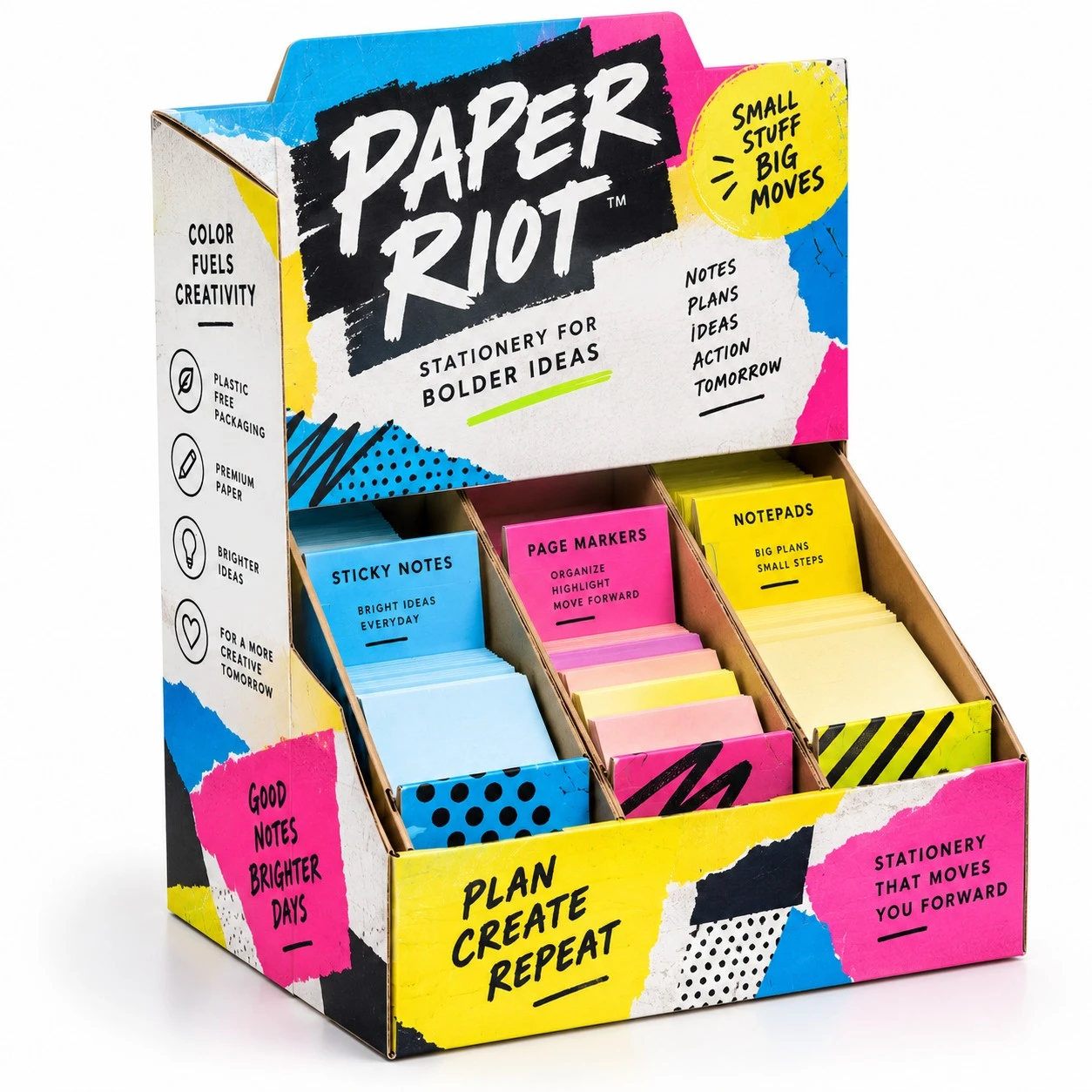 custom gravity dispenser boxes paper riot stationery