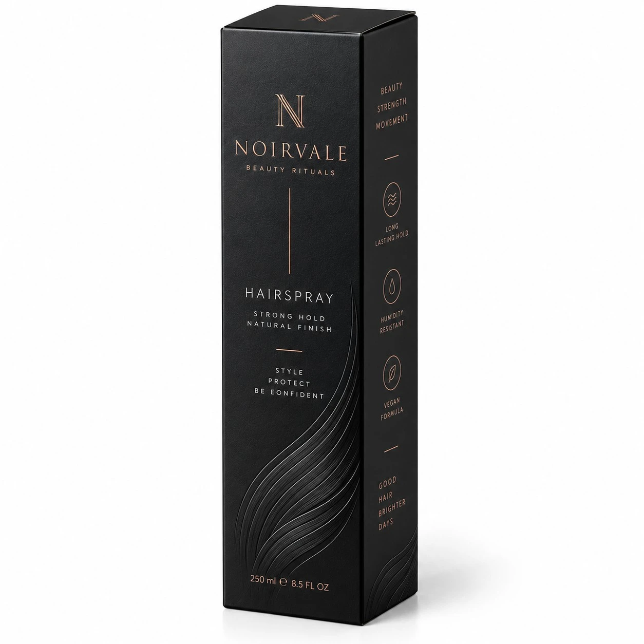 custom hairspray boxes black copper luxury.webp
