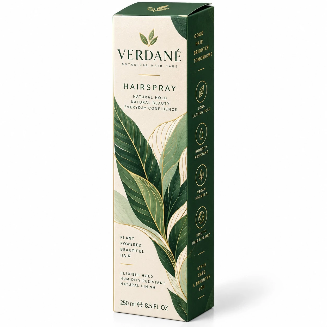 custom hairspray boxes green botanical gold.webp