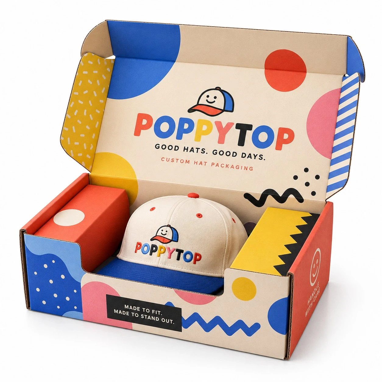 custom hat packaging poppytop colorful unboxing