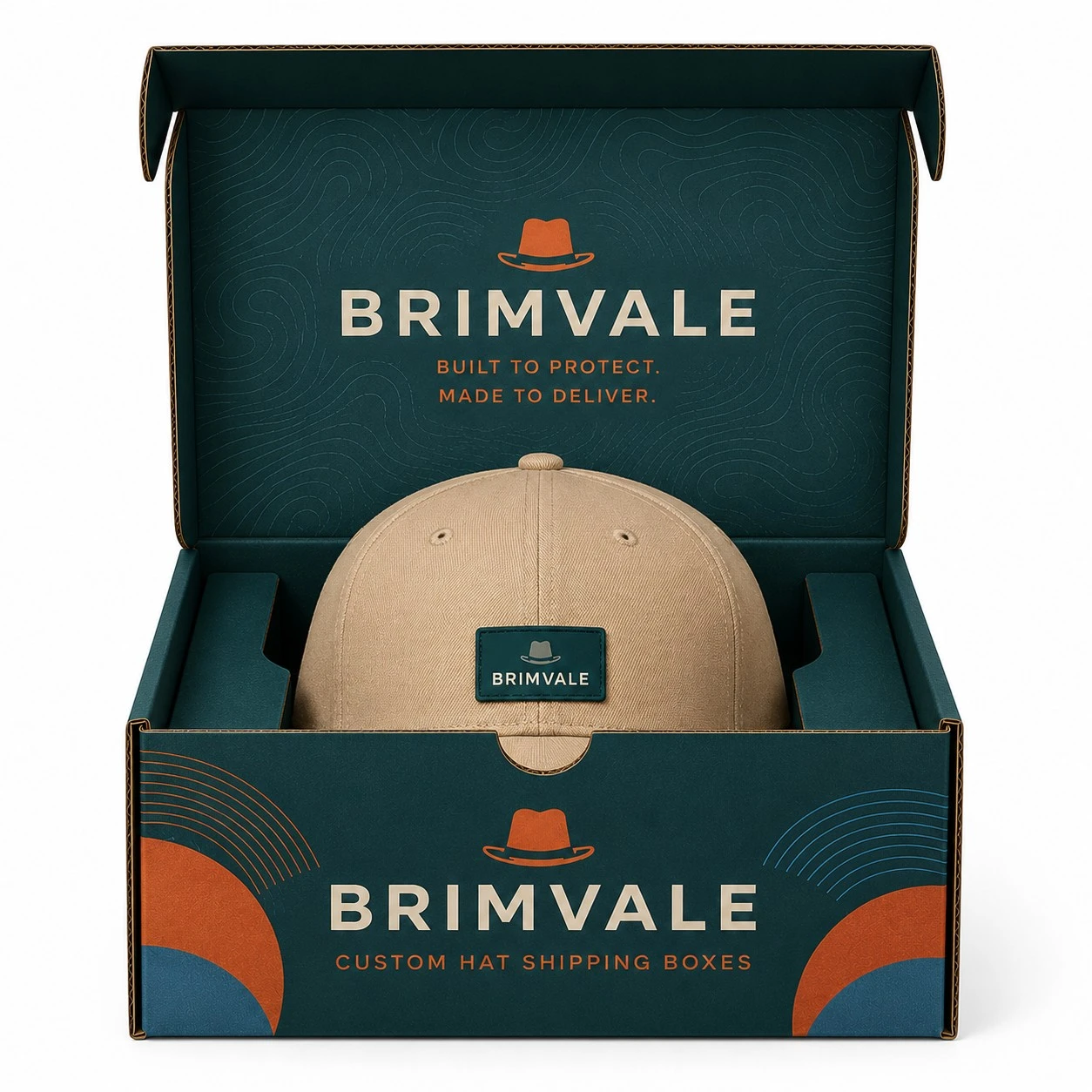 custom hat shipping boxes front view