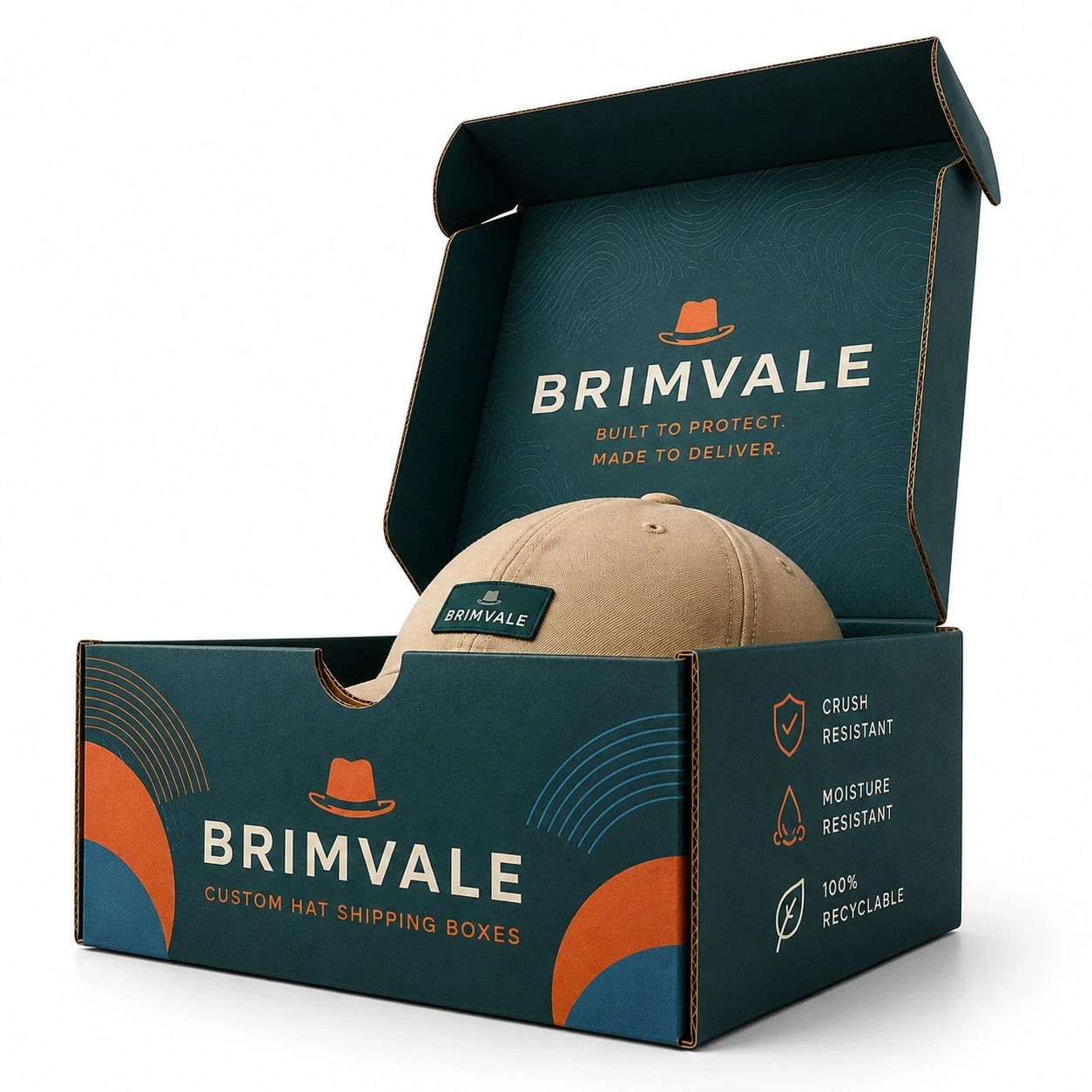 custom hat shipping boxes low angle
