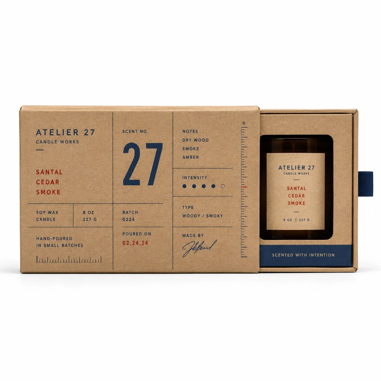 custom kraft candle box drawer grid design