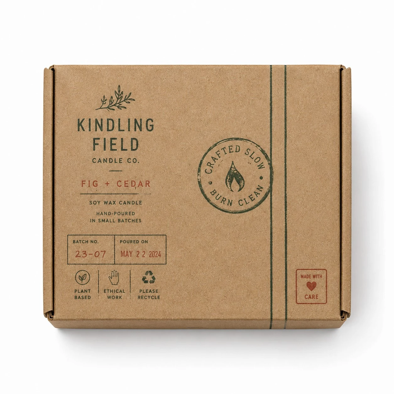 custom kraft candle box eco stamp top view