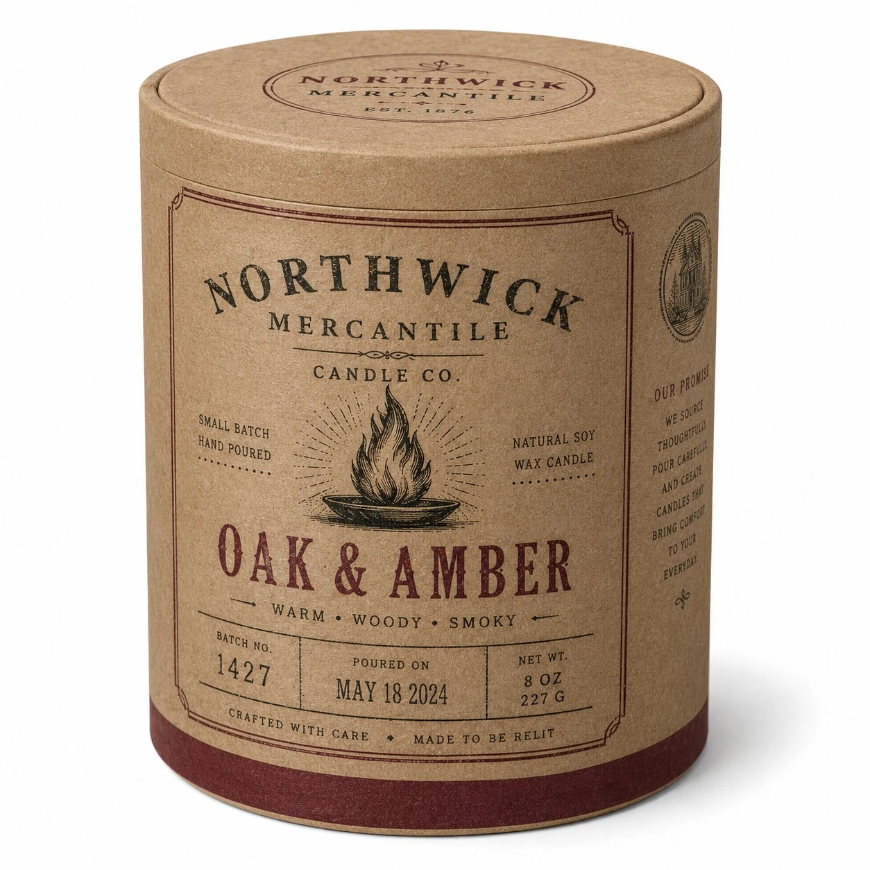 custom kraft candle box vintage round tube