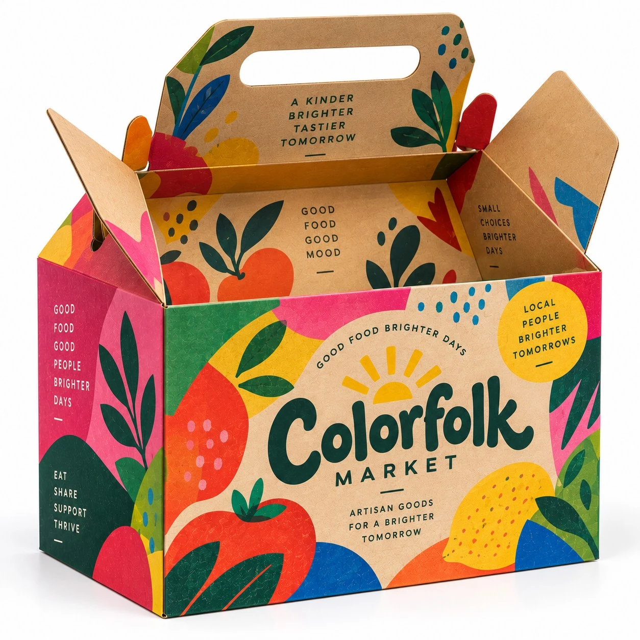 custom kraft gable box colorfolk open
