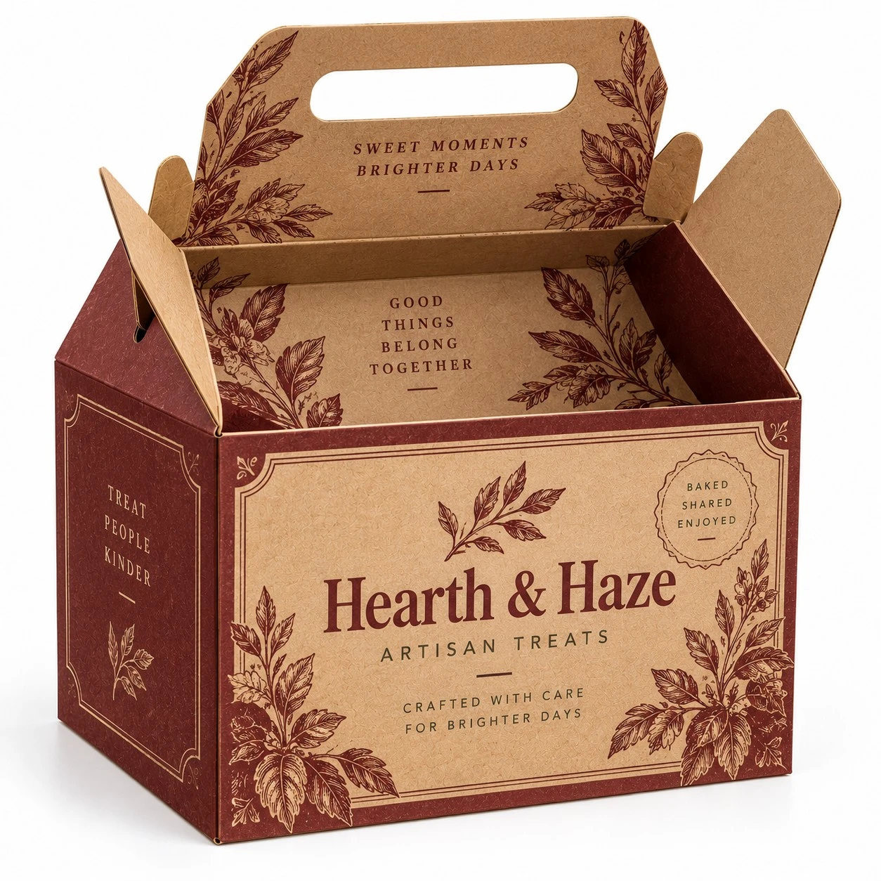 custom kraft gable box hearth haze open