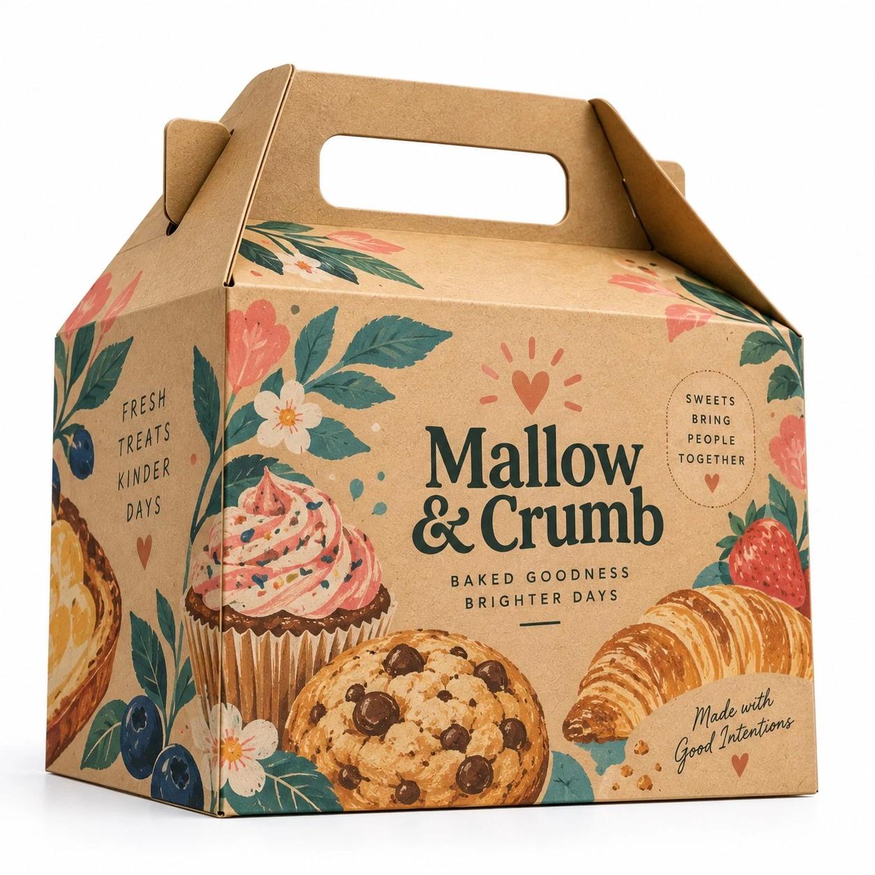 custom kraft gable box mallow crumb bakery