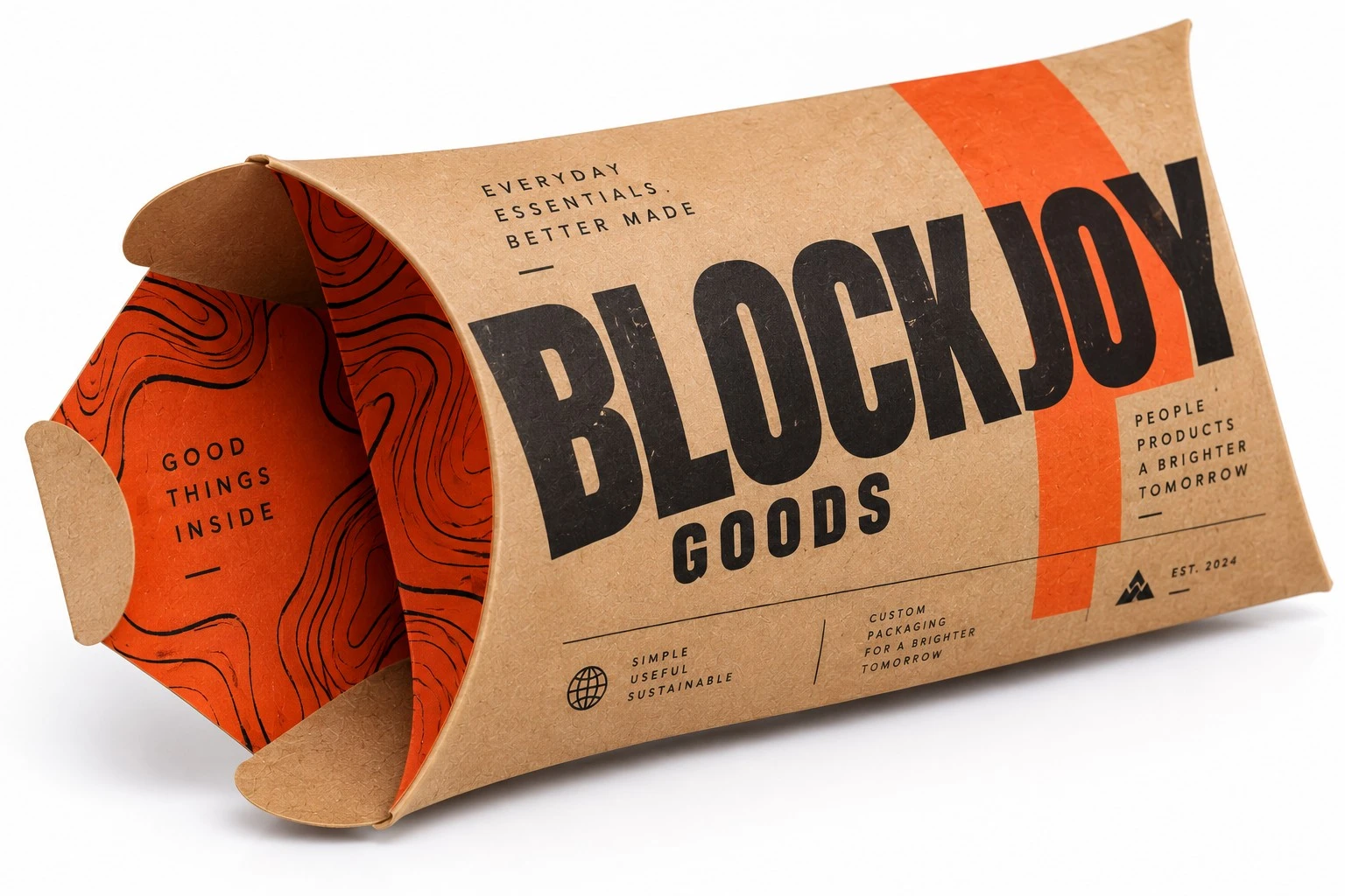 custom kraft pillow box blockjoy open