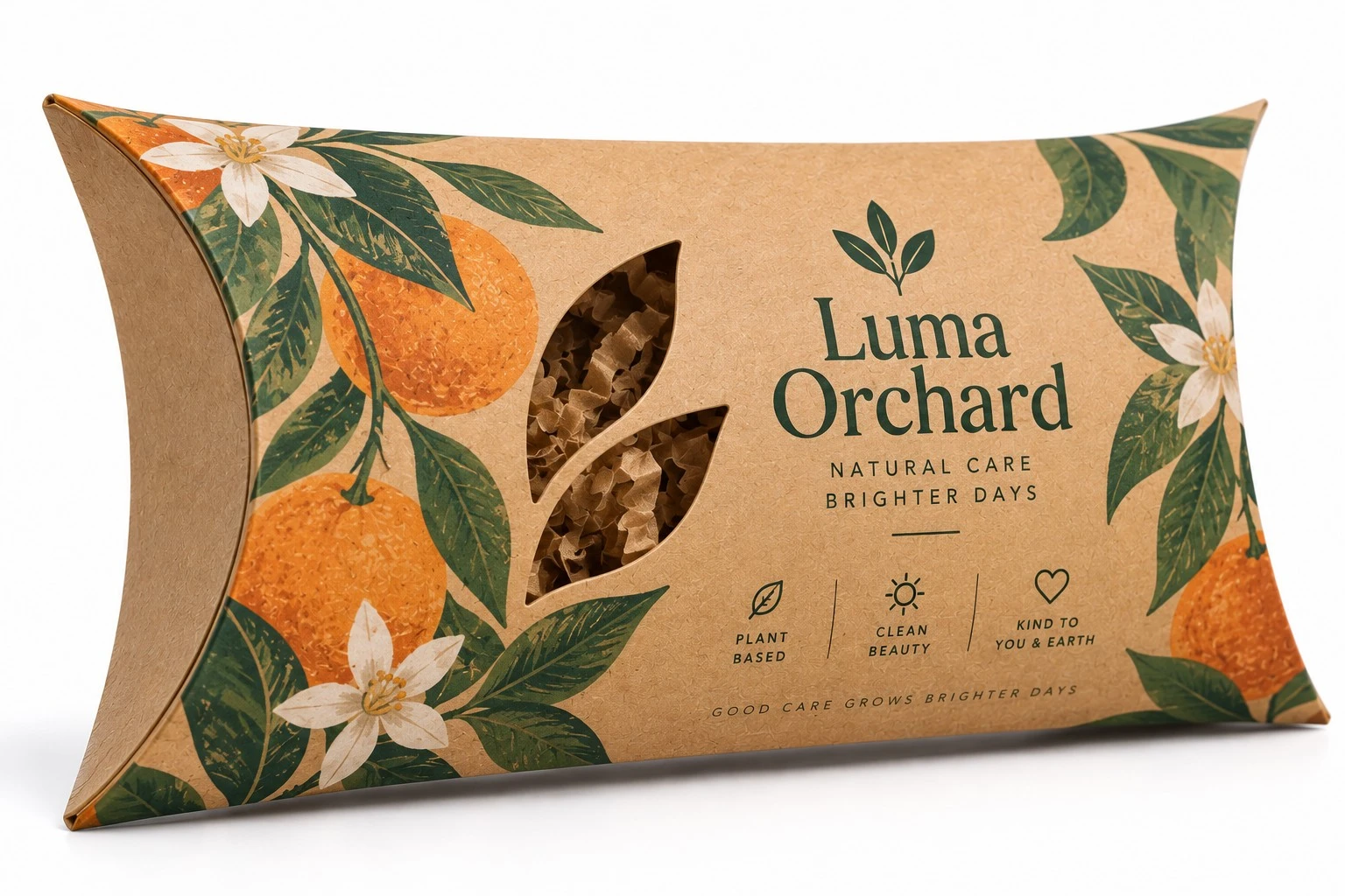 custom kraft pillow box luma orchard window