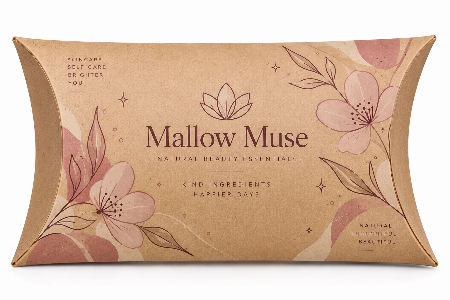 custom kraft pillow box mallow muse floral