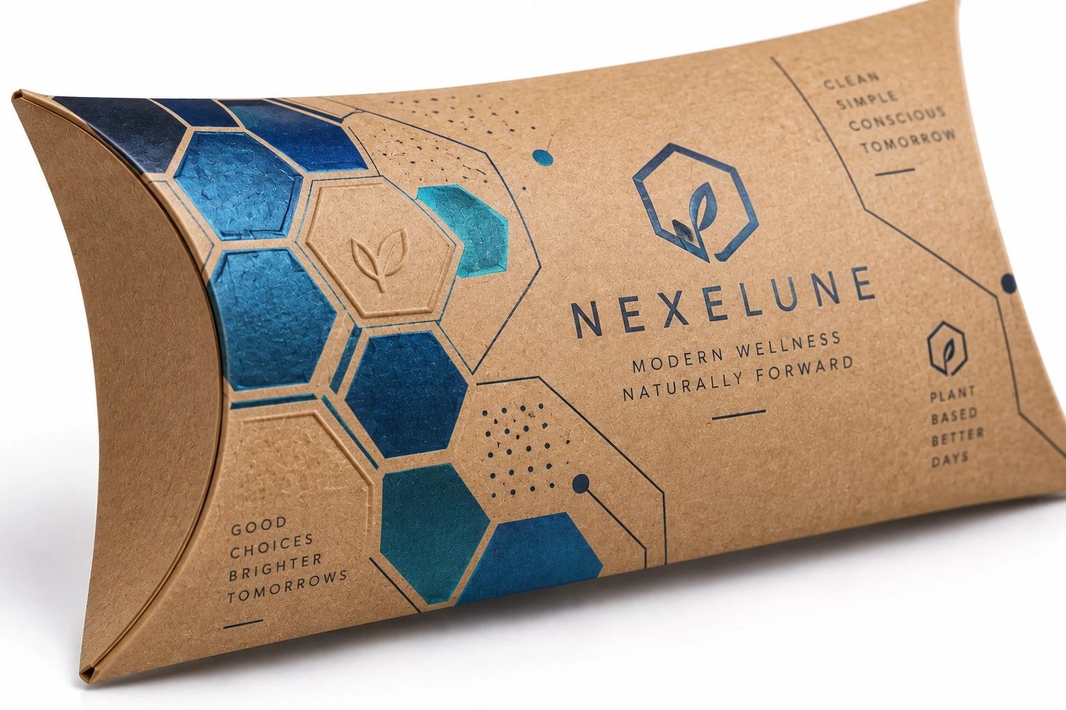 custom kraft pillow box nexelune geometric