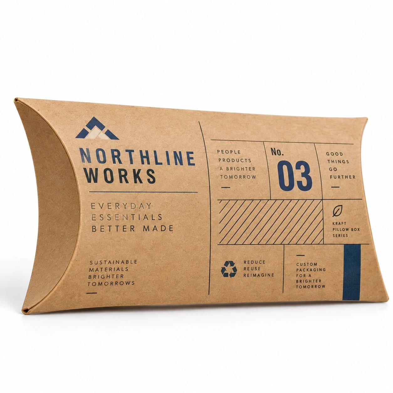 custom kraft pillow box northline grid