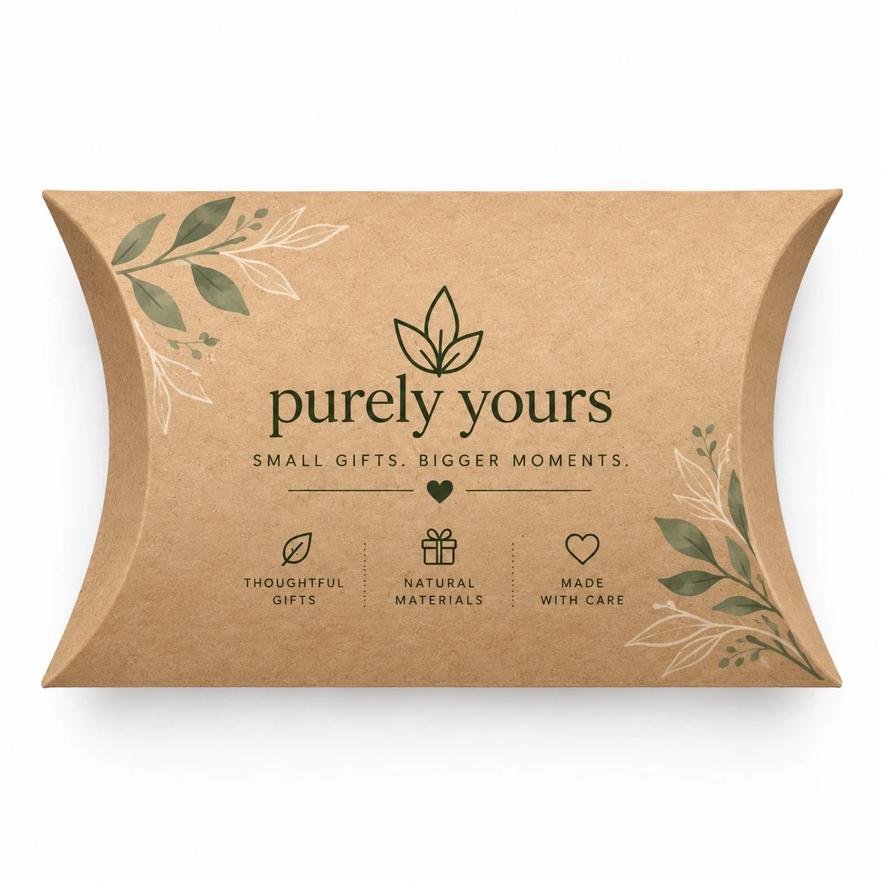 custom kraft pillow boxes botanical hero