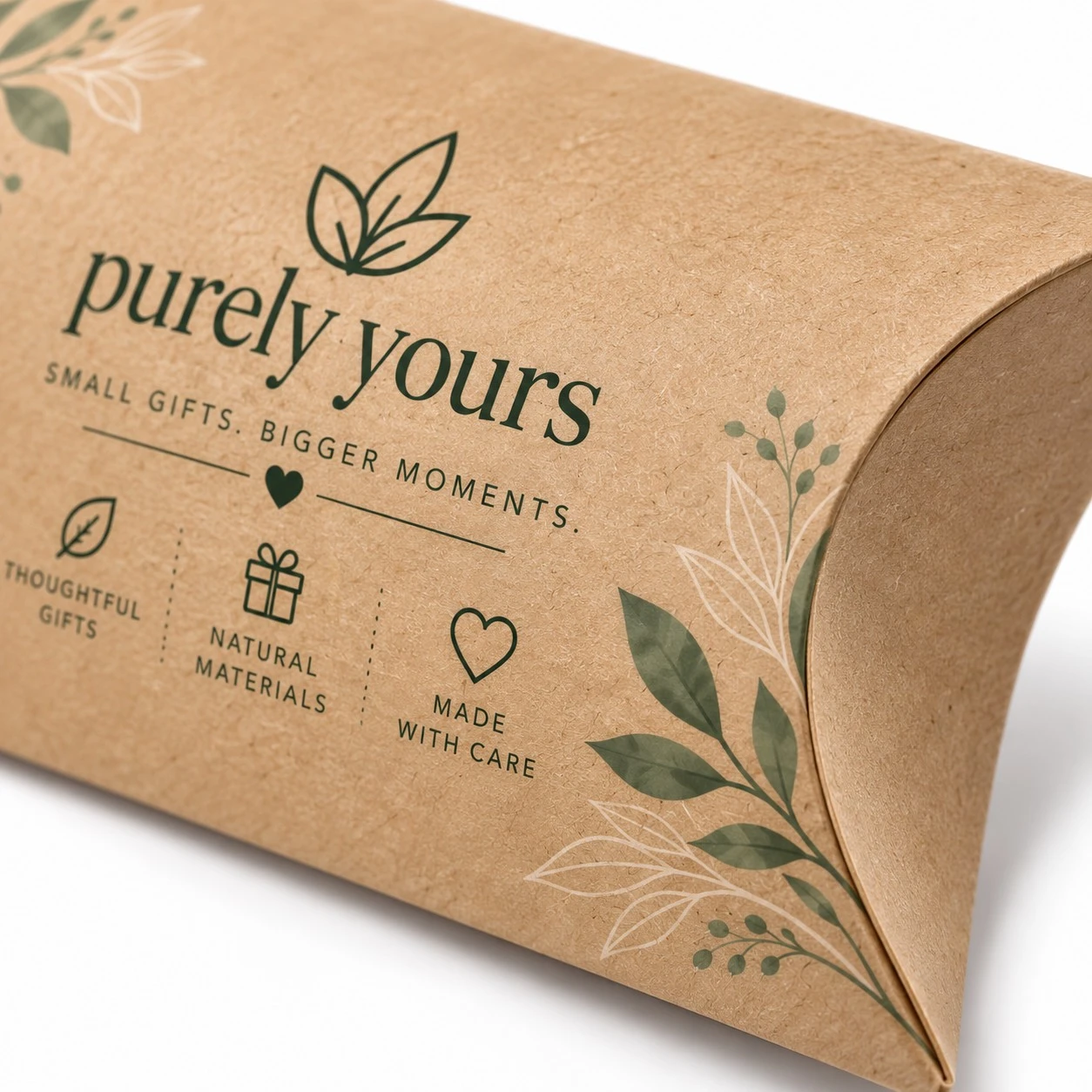 custom kraft pillow boxes front view