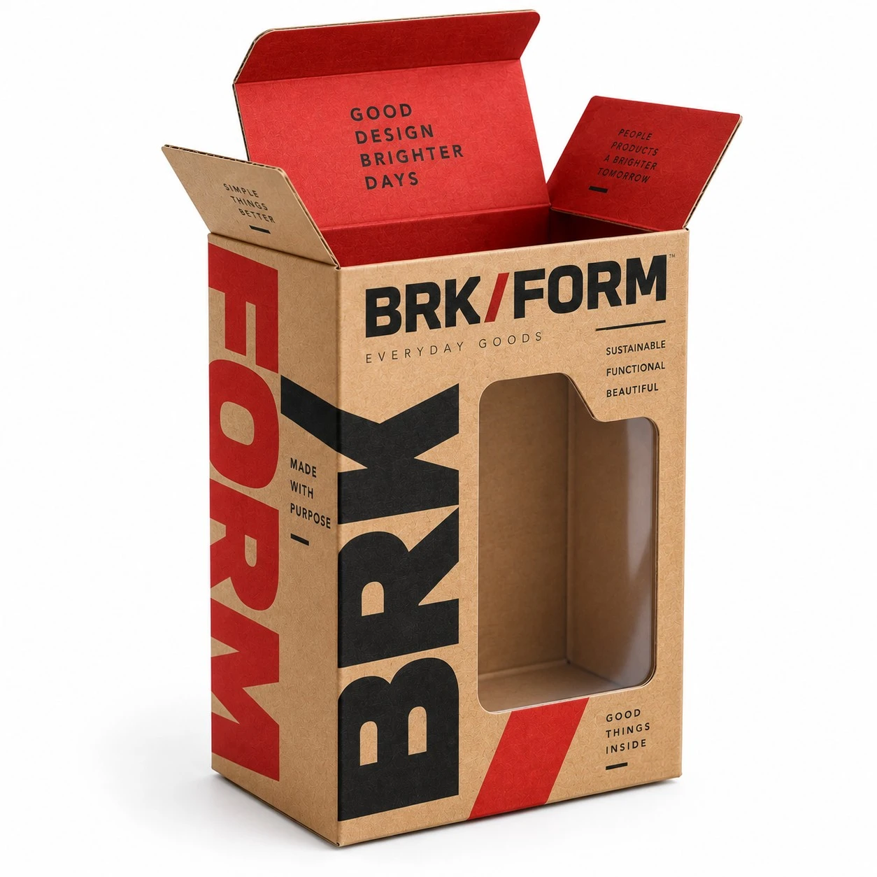 custom kraft window boxes brk form open flaps