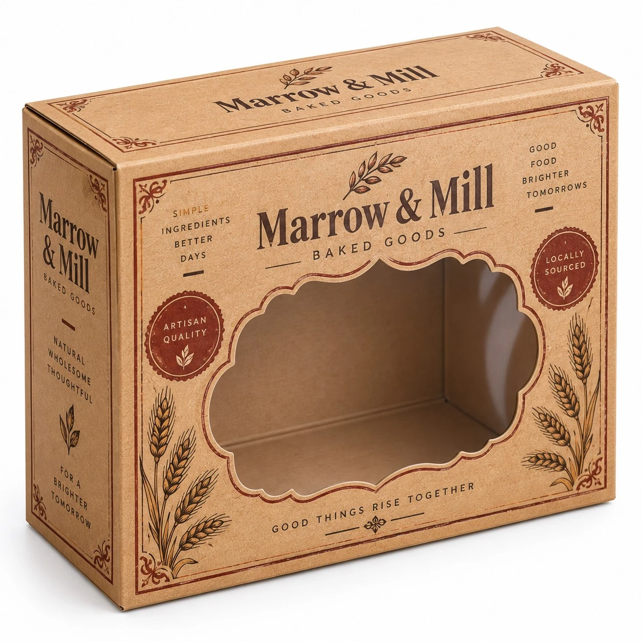 custom kraft window boxes marrow mill scalloped